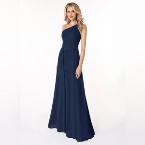 Azazie Dallas Dark Navy One-Shoulder Bridesmaid